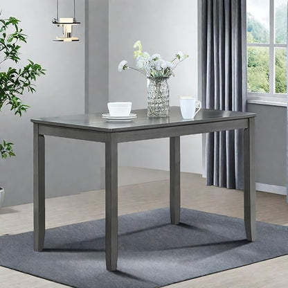 Dining Table for 4, Wooden Rectangular Kitchen Table with Natural Woodgrain Finish, 45.5" MDF Modern Dining Table with Solid Wood Tapered Legs and Rounded Corners, Easy Assembly, Gray