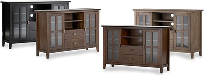 SIMPLIHOME Artisan SOLID WOOD 53 inch Wide Transitional TV Media Stand in Russet Brown For TVs up to 60 inches for the Living Room and Entertainment Center