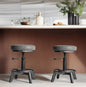Vintage Short Bar Stools Swivel PU Seat 15-21inch Height Adjustable Extra Guest Chair Kitchen Island Counter Stool(Set of 2)