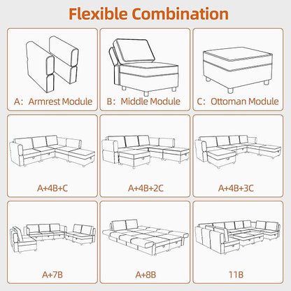 GAOMON Chenille Armrest Module for Modular Sectional Sofa, 90°-180° Adjustable Sofa Armrest, A Pair of Couch Armrests for Sectional Sleeper Sofa, Gray