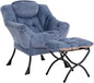 LITA Lazy Chair with Ottoman, Modern Accent Leisure Upholstered Sofa Chair, Lounge Reading Chair with Armrests and a Side Pocket for Living Room, Bedroom & Small Space, Plush Light Blue
