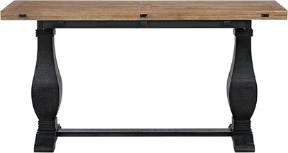 Martin Svensson Home Napa Solid Wood Pedestal Flip-Top Sofa Console Table, Black and Driftwood