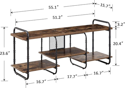 VECELO TV Stands up to 55 Inch,Entertainment Center/Media Console Table with Adjustable Storage Shelves for Living Room/Bedroom,