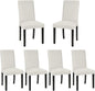 VECELO Upholstered Dining Chairs Set of 6, Fabric Wood Legs High Back for Kitchen Living Room, Beige