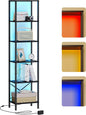 6-Tier Bookshelf, Tall Narrow Bookcase with LED Lights, Book Shelf with Steel Frame, Display Storage Shelf for Living Room, Bedroom, Home Office, Study, Balcony, Black