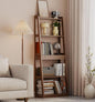 Soild Wood Ladder Book Case Organizer, 4-Tier, Modern Display Bookshelf Wood Frame,Children's Room Free Standing Organizer Storage Cabinet,for Bedroom and Office, Balcony, Walnut