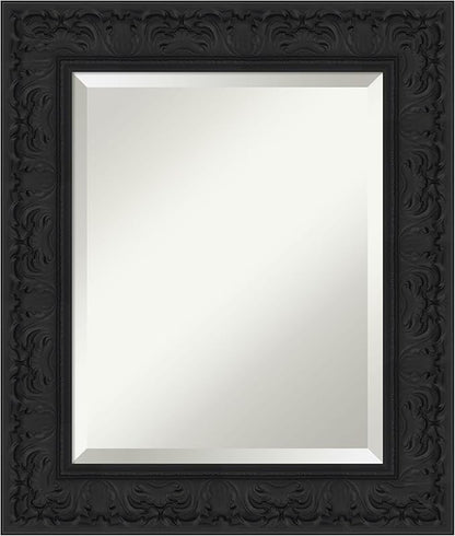 Amanti Art Black Bathroom Mirror for Over Sink, 27x23 Luxe Black Rectangle Vanity Mirror, Small Traditional Frame, Hangs Horizonally and Vertically, Bathroom Wall Decor, Beveled Edge