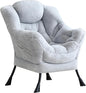 LITA Lazy Chair with Ottoman, Modern Accent Leisure Upholstered Sofa, Contemporary Lounge Reading Chair with Armrests and a Side Pocket for Living Room, Bedroom & Small Space, Single Plush Grey