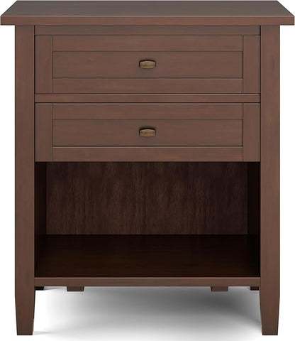 SIMPLIHOME Warm Shaker SOLID WOOD 24 Inch Wide Transitional Bedside Nightstand Table in Russet Brown, For the Living Room and Bedroom