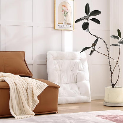 Comfy Folded Chair, Soft Faux Fur Oversized Folding Chair, Flexible Lounge Lazy for Kids Girls Teens Adults, Moon Chair for Dorm Rooms, Bedroom, Living Room