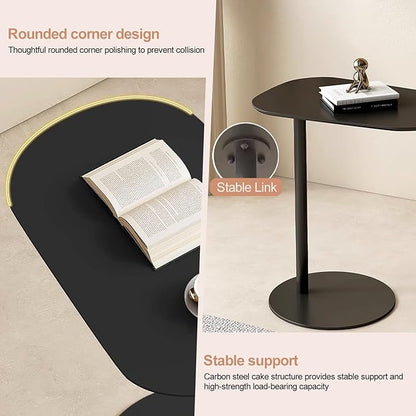 Modern Metal Side Tables Shaped End Table for Couch, Small C Shaped Side Table, C-Shaped Tables for Eating Couch Tables Counter for Living Room, Dining Room, Small Space, Black