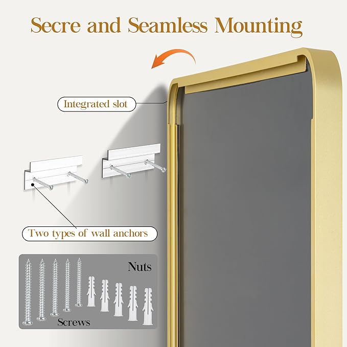 Fun Memories Gold Bathroom Mirror 16x20 Inch Bathroom Vanity, Metal Black Frame Large Mirror, Modern Wall Mirror for Bathroom, Tempered Glass, Farmhouse, Horizontally or Vertically