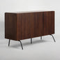 NTC Veil Modern Sideboard with 3 Doors, Buffet Cabinet with Vertical Groove Design and Metal Legs, Storage Cabinet for Living Room, and Hallway, Effortless Assembly - Dark Walnut