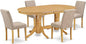 East West Furniture VAAB5-OAK-04 5 Piece Kitchen Table Set for 4 Includes an Oval Dining Table with Butterfly Leaf and 4 Light Tan Linen Fabric Upholstered Chairs, 40x76 Inch, Oak