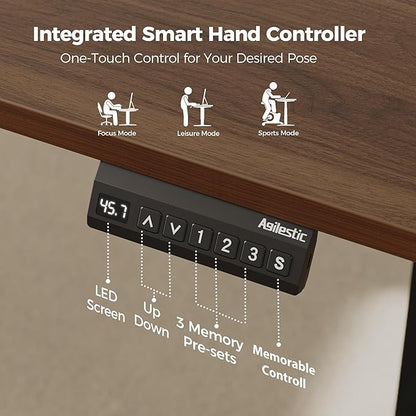 Agilestic 63 x 55 Inch L Shaped Standing Desk Adjustable Height, Corner Standing Desk, Sit Stand Up Computer Table, Splice Board, Dark Walnut