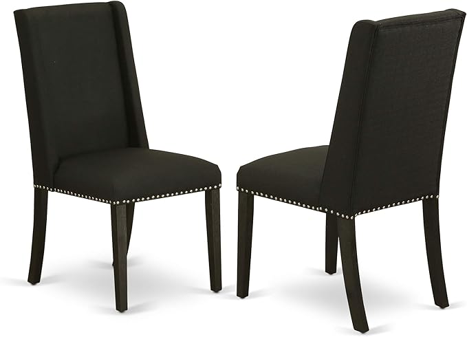 East West Furniture X697FL624-9 9 Piece Dining Room Furniture Set Includes a Rectangle Dining Table with X-Legs and 8 Black Linen Fabric Upholstered Chairs, 40x72 Inch, Multi-Color