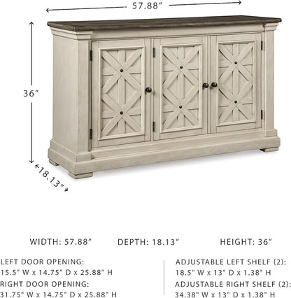 Signature Design by Ashley Bolanburg French Country Dining Room Server, Two-tone White & Brown