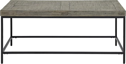 Alaterre Furniture Coffee Table - Industrial Modern Table with Wood Top and Metal Base - Furniture for Living Room, Apartment, or Dorm Room (Gray)