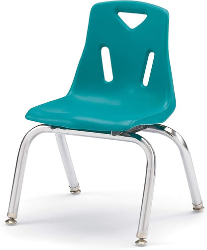 Berries Jonti-Craft 8142JC6005 Stacking Chairs with Chrome-Plated Legs, 12" Height, Teal, Pack of 6