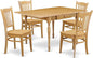 East West Furniture MZGR5-OAK-W 5 Piece Kitchen Table Set for 4 Includes a Rectangle Dining Room Table with Dropleaf and 4 Dining Chairs, 36x54 Inch, Oak