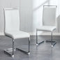 Dining Chairs Set, Kitchen Modern Metal Chairs with Faux Leather Padded Seat High Back and Sturdy Chrome Legs, Chairs for Dining Room (Light Gray, Set of 2)