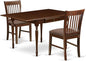 East West Furniture MZNO3-MAH-C 3 Piece Dinette Set for Small Spaces Contains a Rectangle Dining Table with Dropleaf and 2 Linen Fabric Dining Room Chairs, 36x54 Inch, Mahogany