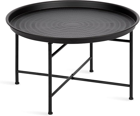 Kate and Laurel Mahdavi Modern Coffee Table, 26 x 26 x 16, Black, Unique Coffee Table with Sophisticated Design