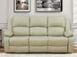 Leather Recliner Sofa Couch, 3-Seater Home Theater Seating Reclining Sofa, Power Reclining Couch with Cup Holders & Drop Down Table for Living Room Furniture Sets, Khaki