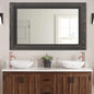 YOSHOOT Rustic Wooden Framed Wall Mirror, 48"x30", Natural Wood and Iron Bathroom Vanity Mirror for Farmhouse Decor, Vertical or Horizontal Hanging