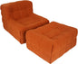 Bean Bag Chair - Memory Foam Bean Bag Chair for Adults, Comfy High-Resilience Single Sofa, Small Space Floor Chair, Chaise Lounge for Living Room, Bedroom (Orange, Square + Ottoman)