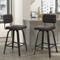 Counter Height Bar Stools Set of 2 Wood Swivel Bar Stools for Kitchen Island Modern Square Barstools with Leather Back Cushion Industrial Vintage Bar Chair Rustic Furniture for Home Pub 24 Inch Brown