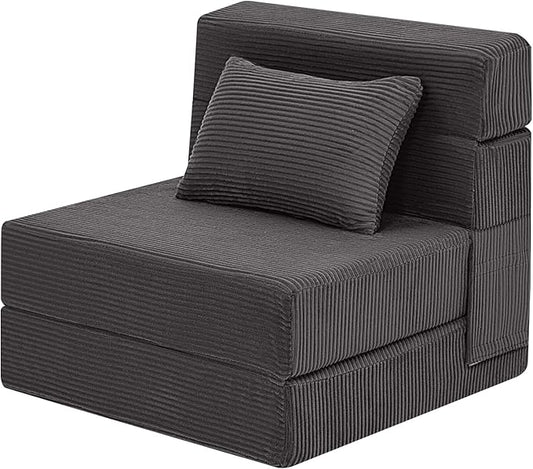 MeMoreCool Boneless Folding Sofa Bed Single, Corduroy Convertible Sleeper Chair, Foldable Foam Mattress Chair, Comfy Fold‑Out Futon Couch Bed, Small Floor Sofa Couch for Living‑Room Guest