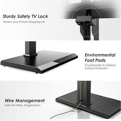 FITUEYES Iron Base Universal Floor TV Stand with Swivel Mount for 32-75 Inch LED LCD OLED Plasma Flat Panel or Curved Screens Height Adjustable TV Stand with Wire Management