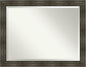 Amanti Art Brown Bathroom Mirror for Over Sink, 36x46 Rail Rustic Char Rectangle Vanity Mirror, X-Large Rustic Farmhouse Frame, Hangs Horizonally and Vertically, Bathroom Wall Decor, Beveled Edge
