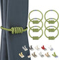 BEL AVENIR Magnetic Curtain Tiebacks, Decorative Drapery Holdbacks Modern Woven Tie-Backs with Exquisite Knot (Green, 6 Pack)