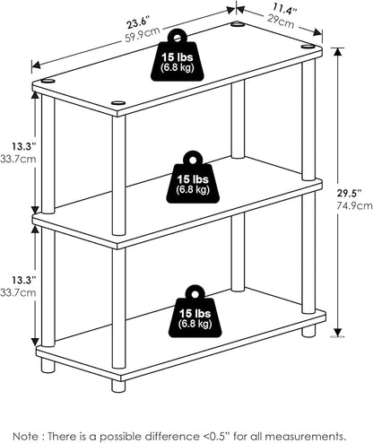 Furinno Turn-N-Tube 3-Tier Compact Multipurpose Shelf Display Rack, White/White, Set of 2