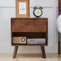 Uniclinens Nightstand with Drawer and Opening Storage, Modern Solid Rubberwood Bedside Table for Bedroom, 19" Sofa Side Table End Tables Living Room, Walnut
