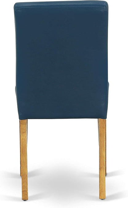 East West Furniture VAAB9-OAK-55 9 Piece Modern Dining Table Set Includes an Oval Wooden Table with Butterfly Leaf and 8 Oasis Blue Faux Leather Parson Dining Chairs, 40x76 Inch, Oak