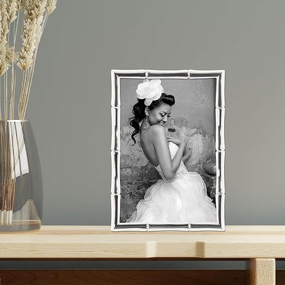 Lawrence 710146 Silver Metal Bamboo 4x6 Picture Frame