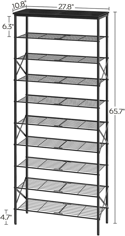 10 Tier Shoe Rack, Large Capacity Shoe Storage Organizer Holds 40 Pairs, Sturdy and Stable, for Entryway, Hallway, Closet, Dorm Room, Black SS10BB