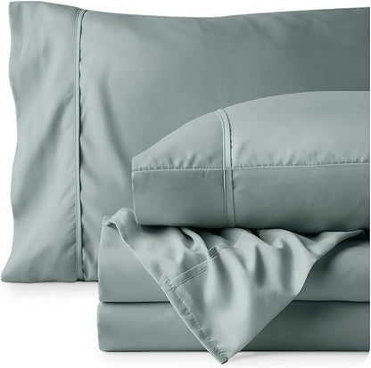 Bare Home Twin Sheet Set - 1800 Ultra-Soft Microfiber Twin Bed Sheets - Double Brushed - Deep Pockets - Easy Fit - Extra Soft - 3 Piece Set - Bedding Sheets & Pillowcases (Twin, Sea Spray)