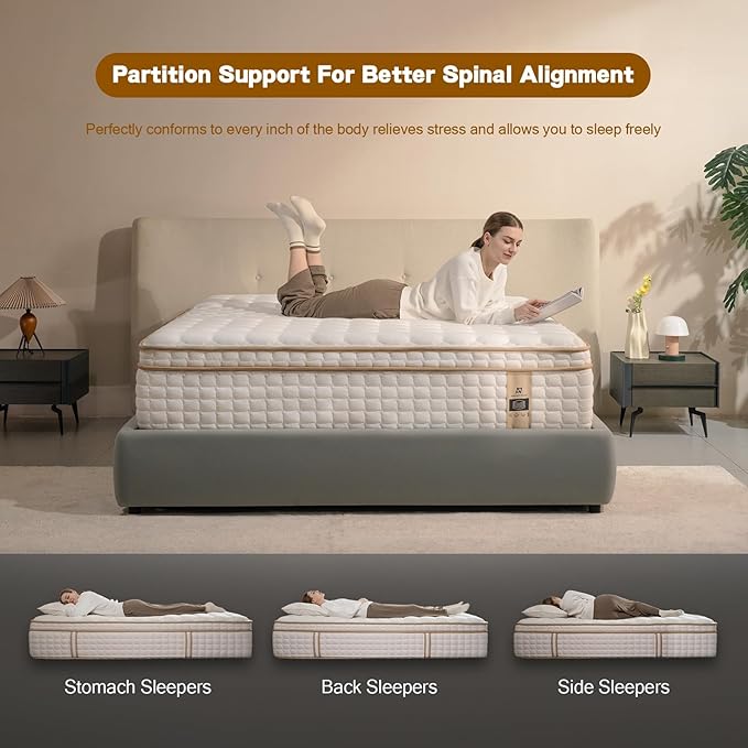 Queen Mattress,12 Inch Queen Size Mattresses in a Box,Memory Foam Hybrid Mattress ,with Individual Pocket Spring for Motion Isolation & Silent Sleep&Lumbar Support & Pressure Relief,Medium Firm