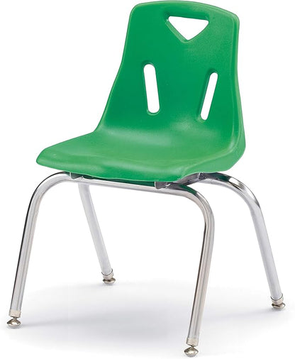 Berries Jonti-Craft 8146JC6119 Stacking Chairs with Chrome-Plated Legs, 16" Height, Green, Pack of 6
