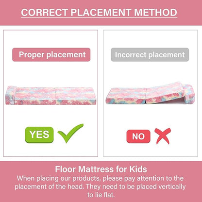 Tiita Folding Sofa Bed for Kids, Toddler Fold Out Couch Bed with Removable Cover, Kids Futon Sleeper Chair Folding Bed Mattress for Kids Room, Living Room, Guest Room,Colorful