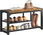 HOMEFORT Shoe Bench,3 Tiers Shoe Rack Bench,31.5" Shoe Storage Bench for Entryway, Retro Industrial Entry Bench with Mesh Shelves and Boot Storage,for Front Door Entrance, Rustic Brown