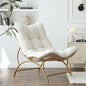 Welnow Accent Lounge Lazy Chair, Comfy Soft Leisure Metal Frame Reading Chair, Upholstered Thick Cushion Seated Recliner Sofa for Living Room, Bedroom, Dorm, Beige