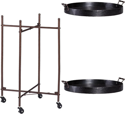 SEI Furniture Alfred Two-Tier Round Butler Table, Black