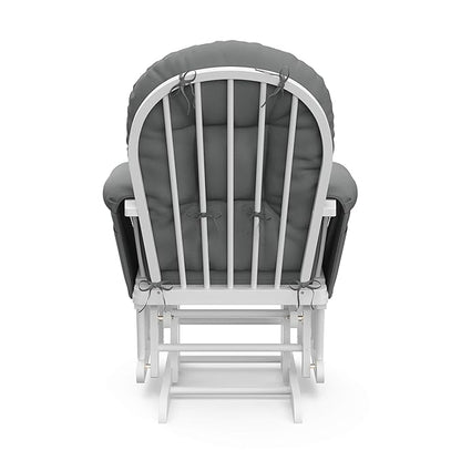 Storkcraft Premium Hoop Glider & Ottoman (White/Gray) — GREENGUARD Gold Certified Nursery Glider, Solid Wood Craftsmanship, Smooth-Gliding Nursery Chair and Ottoman, Award-Winning