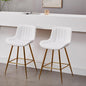 Sidanli Gold Barstools Set of 2, White Bar Stools with Gold Legs, Velvet Stools for Kitchen Island, 24inch Luxury Barstools with Adjustable Footrests