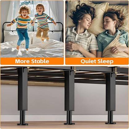4PCS Adjustable Height Bed Support Legs, 6.2-8 Inch, Metal Heavy Furniture Legs with Rubber Non-Slip Base for Sofa/Cabinet/Couch/Dresser/Table, Furniture Feet Replacement for King Queen Bed Frame Slat